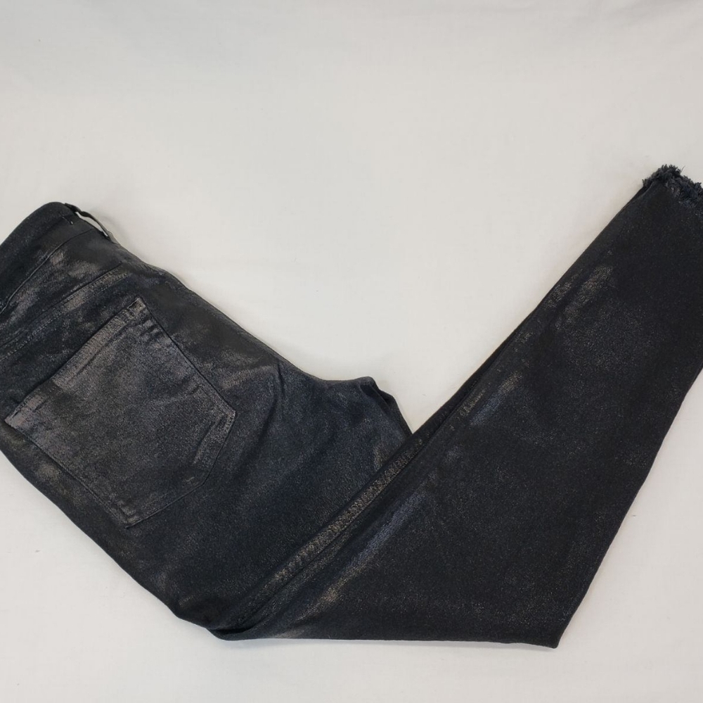 FREE PEOPLE NWT cropped black shiny denim - Picture 11 of 11